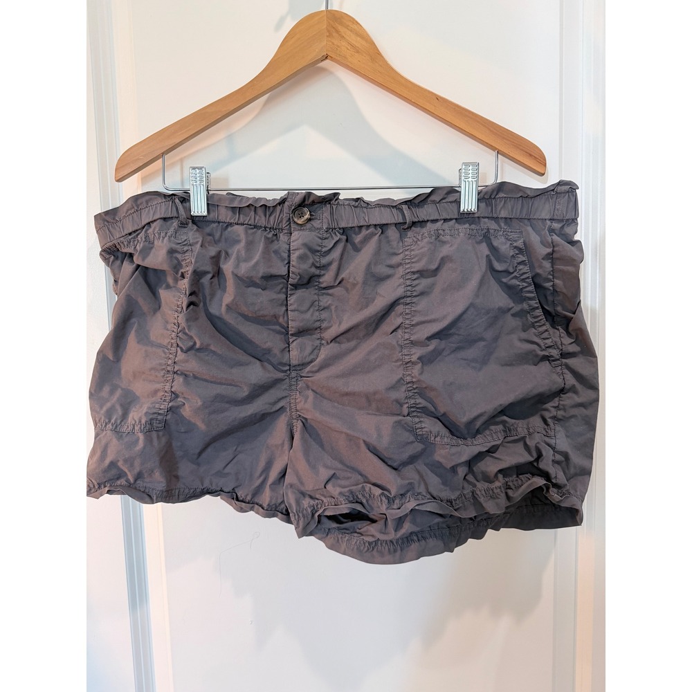Lou & Grey Women XL Gray Cotton Elastic Waist Casual Utility Shorts Pockets